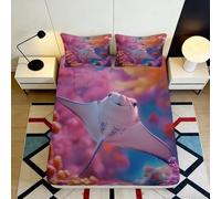 3D Printed Coral Ocean Fitted Sheet Microfiber Non-Slip Deep Pocket Marine Life Mattress Fitted Cover Breathable Bedroom Bedding 200x200x25cm