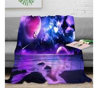 3D Printed Cosmic planet Bed Throw Microfiber Ultra Soft Warm Bedding Fantasy space scene Fluffy Blanket Breathable All Season for Office Workers Students Teens Young Adults 80×90inch(200x230cm)