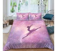 3D Printed Cosy Microfibre ballet dancer Quilt Cover Sets Easy Care Bedding Set with Matching Pillowcase fantasy art style Duvet Cover All Season Machine Washable for Home Decor Single（140x200cm）