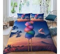 3D Printed Cotton Candy King-Size Duvet Cover Set For Kids Teens Sunset Glow Bedding Set The Ultra-Soft 3 Pieces includes 1 Quilt Covers 230x220 and 2 Pillowcases K.1997