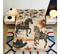 3D Printed cowboy horse Fitted Sheet, Microfiber soft touch, non-slip, machine washable, home decor, guest room bedding, easy care, mattress protector, western style 90x200x25cm