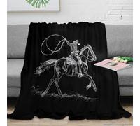 3D Printed Cowboy riding Warm Blanket Microfiber Ultra Warm Thermal Bedding Western rodeo art Travel Blanket Compact Portable Non Pilling for Campers Travellers Families 40x50inch(100x130cm)