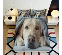 3D Printed Cozy Dog Fitted Sheet Microfiber Deep Pocket Bedroom Bedding Pup Mattress Fitted Cover Elastic Hem Washable for Adults Teens 180x200x25cm