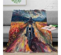 3D Printed Cross-country Motorcycle Throw Blanket Soft And Warm Super Soft Cozy Fuzzy Warm Throws with Anti-wrinkle/anti-tarnishing Lightweight for Home Couch Bed Sofa Cozy Warm 80x90inch(200x230cm)