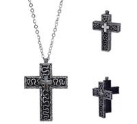 3D Printed Cross Necklace,Squids Necklace Game, Metal Design Charm Antique Cross Pendant with Secret Compartment,Fashion Jewelry for Korean TV Show Fans