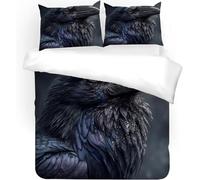 3D Printed Crow Duvet Cover Set Double size,Soft Microfiber Hypoallergenic Wild Animals Bedding Set with Pillowcase, Quilt Cover with Zipper for Kids, Teens, Adults 1e58