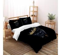 3D Printed Crown Gorilla Quilt Cover Wild Land Animal Bedding Set 3Pcs Soft Microfiber with Pillowcases,Hidden Zipper for Boys And Girls King(220x240cm) Idea
