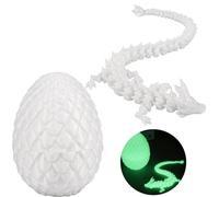 3D Printed Crystal Dragon in Egg - Full Articulated Flexible Joints Mystery Toy for Easter Hunt - Luminous Home Office Desk Decor for Kids and Adults