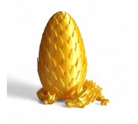 3D Printed Crystal Dragon with Egg (Gold Color) - Flexible 3D Printed Toy Set, Includes 12 Inch Dragon and 6 Inch Egg, Gift Bag Filler, Desk Decoration, Party Favor