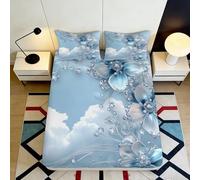 3D Printed Crystal Pearl Cloud Fitted Sheet Microfiber Deep Pocket Non-Slip Bedroom Bedding Crystal Pearl Mattress Fitted Cover Washable for Adults 160x200x25cm