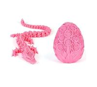3D Printed Crystal Rose Egg With Dragon Inside - Articulated Flying Dragon Toy, Creative Home Desktop Decoration Ornament (Pink)