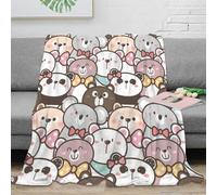 3D Printed Cute bear faces Bed Throw Microfiber Ultra Soft Warm Bedding kawaii cartoon Fluffy Blanket Breathable All Season for Office Workers Students Teens Young Adults 40x50inch(100x130cm)
