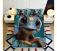 3D Printed Cute Blue Lizard Fitted Sheet Microfiber Soft Cartoon Reptile Mattress Cover for Bedroom Dorm Home Decor 90x200x25cm