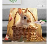 3D Printed cute bunny Home Blanket Microfiber Warm Soft Bedding Cosy spring illustration Bedding Blanket Heartfelt Gift for Friends Colleagues Loved Ones 80×90inch(200x230cm)