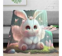3D Printed cute bunny Thermal Blanket Microfiber Warm Thermal Bedding Soft fantasy art Fluffy Blanket Luxurious Gift for Friends Colleagues Loved Ones 50x60inch(127x152cm)