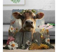 3D Printed Cute calf Thermal Blanket Microfiber Warm Thermal Bedding Soft Farm animal art Fluffy Blanket Luxurious Gift for Friends Colleagues Loved Ones 50x60inch(127x152cm)