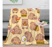 3D Printed Cute capybara Bed Throw Microfiber Ultra Soft Warm Bedding kawaii food-themed design Thermal Blanket Premium Gift for Holiday Celebrations Birthday Anniversary 60x80inch(150x200cm)