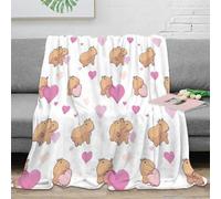 3D Printed cute capybara Cosy Throw Microfiber Ultra Soft Warm Bedding cartoon animal pattern Nap Blanket Lightweight Machine Washable for University Students Dorm Dwellers 60x80inch(150x200cm)
