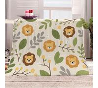 3D Printed Cute Cartoon Lion Flannel Fleece Blanket (270GSM) Fresh And Simple Style Super Cozy 130x150 cm single Size Fade Resistant Home Decor Gift - Machine Washable