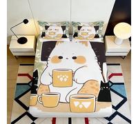 3D Printed Cute Cat Fitted Sheet, Microfiber Soft Touch, Cartoon Mug Pattern, Wrinkle Resistant, Home Bedroom Decor, Easy Care, Apartment Bedding, Mattress Cover 90x200x25cm
