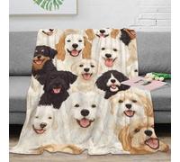 3D Printed Cute dog faces Cozy Throw Blanket Microfiber Warm Soft Bedding Cosy Illustrated cartoon Bed Blanket Anti Static No Shedding for Dorm Dwellers University Students 50x60inch(127x152cm)