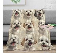 3D Printed Cute dog faces Sofa Throw Microfiber Warm Cosy Bedding Soft Illustrated cartoon Couch Blanket Machine Washable No Shedding for Students Teens Gamers Movie Nights 40x50inch(100x130cm)