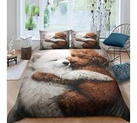 3D Printed Cute Dogs Super King Size Duvet Cover Sets Soft Microfibre Animals Pets 3 Piece Bedding Sets Quilt Cover 260x220 cm with Zipper Closure and 2 Pillowcases G.728