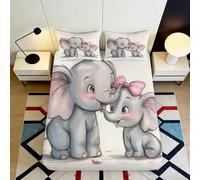 3D Printed Cute Elephant Fitted Sheet Microfiber Deep Pocket Bedding Set Elephant Mattress Fitted Cover Non-Slip Full Wrap for Adults 120x200x25cm