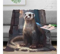 3D Printed cute ferret sitting Thermal Blanket Microfiber Warm Thermal Bedding Soft fantasy art Fluffy Blanket Luxurious Gift for Friends Colleagues Loved Ones 50x60inch(127x152cm)