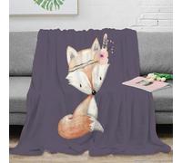 3D Printed cute fox baby Soft Throw Microfiber Soft Cosy Bedding Warm watercolor woodland art Thermal Blanket Anti Static No Shedding for Apartment Dwellers Renters Teens 40x50inch(100x130cm)