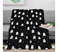 3D Printed Cute ghosts floating Lounge Throw Soft Warm Bedding Breathable Cartoon Halloween Living Room Throw Non Pilling Fade Resistant for Students Gamers Movie Nights 80×90inch(200x230cm)