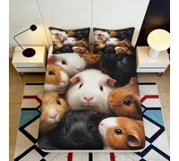 3D Printed Cute Guinea Pig Fitted Sheet Microfiber Deep Pocket Bedroom Bedding Guinea Pig Mattress Fitted Cover Non-Slip Washable 120x200x25cm