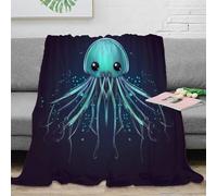 3D Printed Cute jellyfish art Thermal Blanket Microfiber Warm Insulating Bedding Soft Cartoon ocean creature Fluffy Blanket Breathable All Season for Men Women Kids Families 40x50inch(100x130cm)