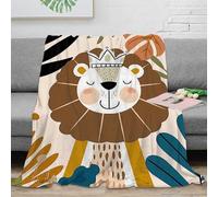 3D Printed Cute lion baby Warm Blanket Microfiber Warm Thermal Bedding Soft Cartoon jungle animal Travel Blanket Compact Portable for Campers Travellers Students Young Adults 80×90inch(200x230cm)