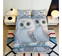 3D Printed Cute Owl Fitted Sheet Microfiber Soft Animal Pattern Bed Sheet for Bedroom Guest Room Decor 90x200x25cm