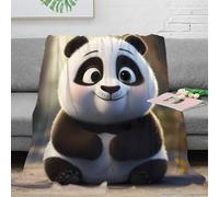 3D Printed Cute panda cartoon Thermal Blanket Microfiber Ultra Warm Bedding Soft Animated character Cozy Throw Blanket Lightweight All Season for Homeowners Renters Adults 70×80inch(180x200cm)
