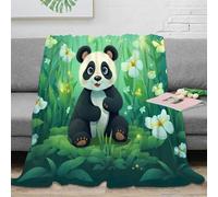 3D Printed Cute panda Cozy Throw Blanket Microfiber Warm Soft Bedding Cosy Cartoon forest scene Bed Blanket Anti Static No Shedding for Dorm Dwellers University Students 80×90inch(200x230cm)
