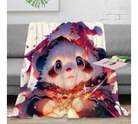 3D Printed cute panda hat Fluffy Blanket Microfiber Ultra Soft Warm Bedding fantasy cartoon Throw Blanket Wrinkle Resistant Machine Washable for Office Workers Students Teens 80×90inch(200x230cm)