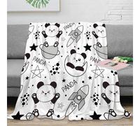 3D Printed cute panda space Travel Blanket Microfiber Lightweight Warm Bedding Soft cartoon kids design Cosy Throw Machine Washable for Students Campers Travellers Young Adults 50x60inch(127x152cm)