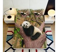 3D Printed Cute Panda Tree Fitted Sheet Microfiber Soft Breathable Animal Forest Mattress Cover Bedroom Decor 200x200x25cm