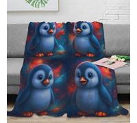 3D Printed Cute penguin baby Soft Throw Microfiber Soft Cosy Bedding Warm Cartoon illustration Travel Blanket Compact Portable for Students Campers Travellers Young Adults 40x50inch(100x130cm)