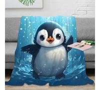 3D Printed Cute penguin swimming Nap Blanket Microfiber Soft Warm Bedding Breathable Cartoon animation Bedding Throw Non Pilling Fade Resistant for Homeowners Renters Families 60x80inch(150x200cm)