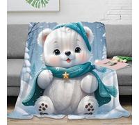 3D Printed Cute polar bear Cosy Throw Microfiber Ultra Soft Warm Bedding Winter cartoon Nap Blanket for Friends Colleagues Loved Ones 40x50inch(100x130cm)