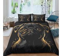 3D Printed Cute Pug Duvet Cover Sets Bedding Set Quilt Covers Zipper Closure Comforter Cover Microfibre Duvet Cover 3 Piece Duvet Cover Set for Teens And Adults Quilt Cover Set King(220x240cm)