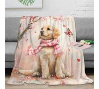 3D Printed cute puppy scarf Home Blanket Microfiber Warm Cosy Bedding Soft spring floral art Lounge Throw Heartfelt Gift for Families Friends Loved Ones 60x80inch(150x200cm)