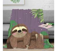 3D Printed Cute sloth sleeping Bed Throw Ultra Soft Warm Bedding Cartoon jungle animal Fluffy Blanket Breathable All Season for Office Workers Students Teens Young Adults 40x50inch(100x130cm)