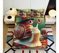 3D Printed Cute Snail Microfiber Fitted Sheet Deep Pocket Non-Slip Bedroom Bedding Snail Mattress Fitted Cover Washable Mattress Protection 90x200x25cm