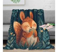 3D Printed Cute squirrel Bed Throw Microfiber Ultra Soft Warm Bedding Forest whimsical art Fluffy Blanket Breathable All Season for Office Workers Students Teens Young Adults 50x60inch(127x152cm)