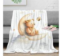 3D Printed cute teddy bear Throw Blanket Microfiber Warm Thermal Bedding Soft watercolor whimsical Warm Blanket Compact Portable Non Pilling for Campers Travellers Families 40x50inch(100x130cm)