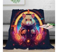 3D Printed cyber hamster Home Blanket Microfiber Warm Cosy Bedding Soft sci-fi cartoon Lounge Throw Heartfelt Gift for Families Friends Loved Ones 50x60inch(127x152cm)